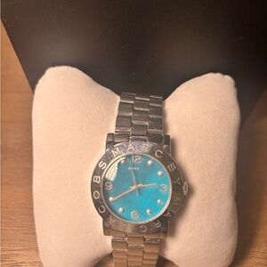 Marc Jacobs Silver Watch with Turquoise Dial